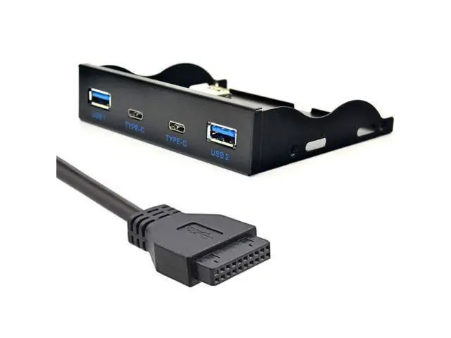 Alt view image 7 of 7 - USB-C & USB 3.0 HUB 4 Ports Front Panel to Motherboard 20Pin Connector Cable for 3.5" Floppy Bay