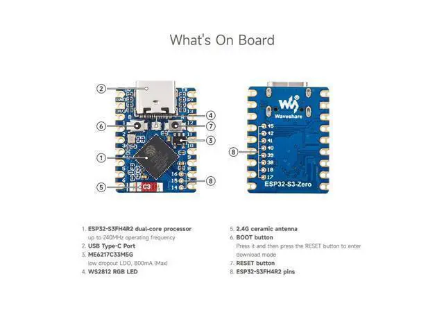 Alt view image 6 of 7 - 3PCS ESP32-S3 Mini Development Board, Based On ESP32-S3FH4R2, Onboard Multi-Function GPIO Pins, Dual-Core Processor, 240MHz Running Frequency, 2.4GHz Wi-Fi & BLE 5