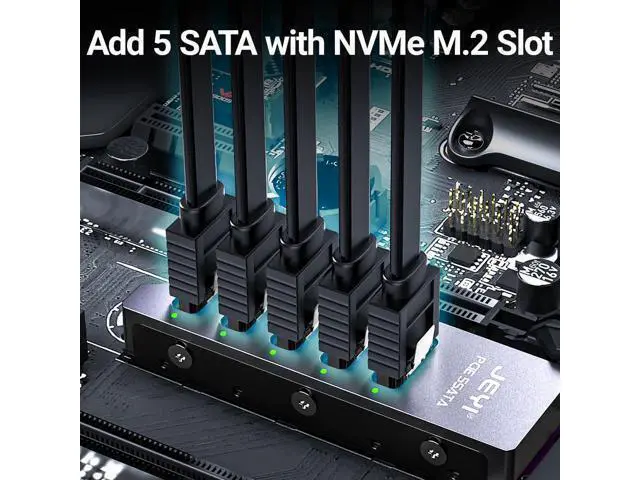 Alt view image 5 of 6 - NVMe M.2 to Sata Adapter with Heatsink, Internal 5 Port Non-RAID SATA III 6GB/s M.2 NVMe Adapter Card for NAS Server Desktop PC Support SSD and HDD