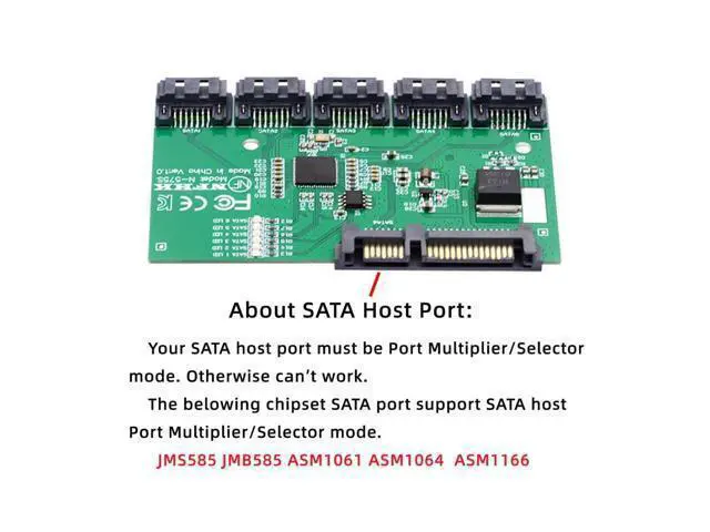 Alt view image 2 of 6 - SATA 3.0 Splitter - 1 to 5 Ports Adapter, HUB Converter, PM Multiplier, Port Selector JMB575