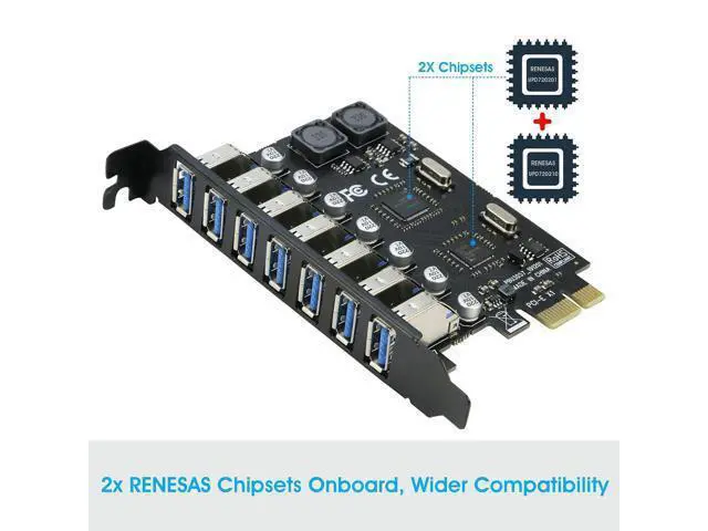 Alt view image 4 of 7 - USB 3.0 PCI-e Expansion Card 7Port, PCI-e x1 to USB 3.0 HUB Adapter 5Gbps (No Power Need)