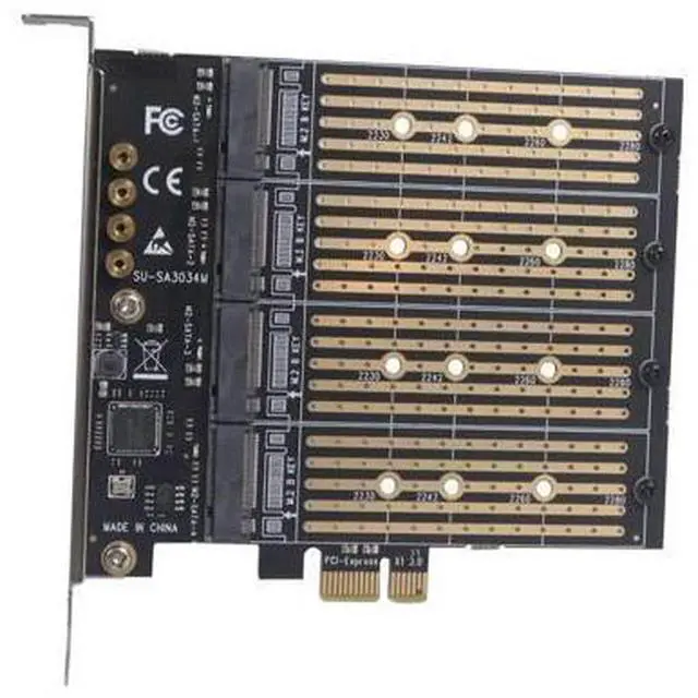 Main image of M2 NGFF M Key B-Key SSD Adapter Card M.2 to PCI-E 3.0 X4 High Speed Expansion Card 1/2/4 Bay SATA Adapter for 2230-22110 SSD Conversion Card (SA3034M)