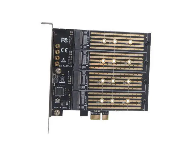 Alt view image 2 of 7 - M2 NGFF M Key B-Key SSD Adapter Card M.2 to PCI-E 3.0 X4 High Speed Expansion Card 1/2/4 Bay SATA Adapter for 2230-22110 SSD Conversion Card (SA3034M)