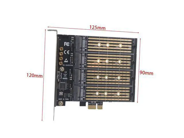 Alt view image 6 of 7 - M2 NGFF M Key B-Key SSD Adapter Card M.2 to PCI-E 3.0 X4 High Speed Expansion Card 1/2/4 Bay SATA Adapter for 2230-22110 SSD Conversion Card (SA3034M)