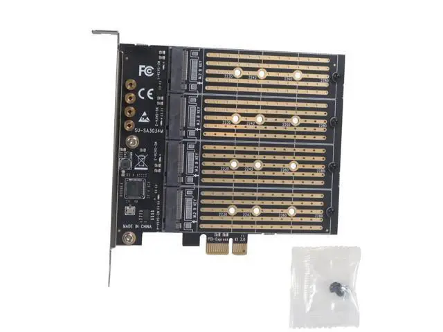 Alt view image 7 of 7 - M2 NGFF M Key B-Key SSD Adapter Card M.2 to PCI-E 3.0 X4 High Speed Expansion Card 1/2/4 Bay SATA Adapter for 2230-22110 SSD Conversion Card (SA3034M)