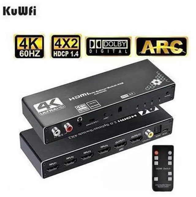 Main image of 4K@60Hz HDMI Matrix Switch 4 in 2 Out Switcher 18G Ultra HD Supports Up to 4K @ 60Hz & 1080P EDID HDCP 2.2 HDR10- Remote Control (OZJ1)