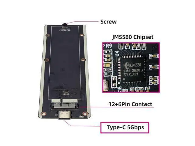 Alt view image 7 of 7 - 6+12Pin MAC SSD to USB 3.0 Type-C 5Gbps Mobile HDD Case Enclosure Adapter for 2010 2011 MAC Air Pro A1369 A1370 SSD