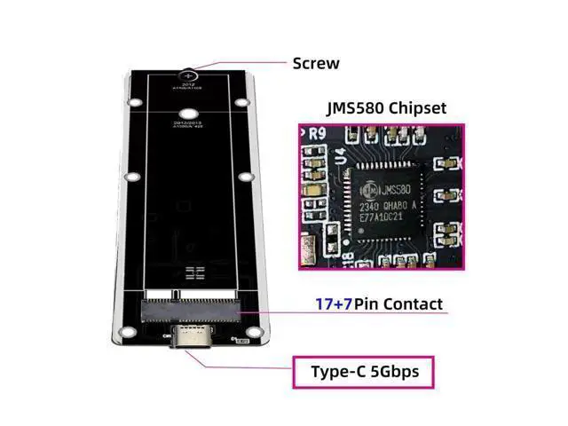 Alt view image 7 of 7 - 7+17Pin MAC SSD to USB 3.0 Type-C 5Gbps Mobile HDD Case Enclosure Adapter for 2012 MAC Air Pro A1465 A1466 Retina SSD