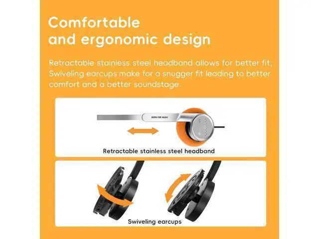 Alt view image 5 of 6 - Snowsky Wind 3.5mm ON-Ear Headphones for Recording Gaming with Microphone, 40mm Diaphragms Driver,HiFi Sound (Silver)