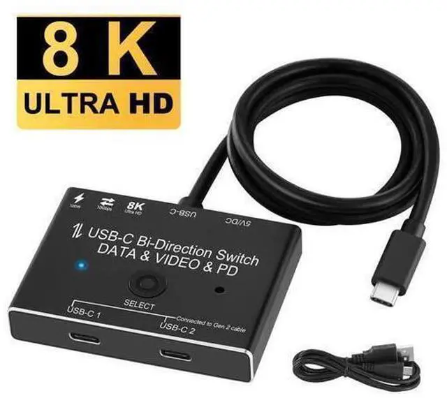 Main image of 4K@120Hz 8K@30Hz Type-C 8K Bi-Directional Switch Splitter 1in 2out 2in 1out Converter Support Video Data PD 8K@30hz 100W 10Gbps