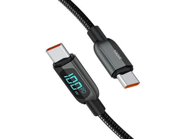 Main image of 6.6FT USB C to USB C Cable 2-Pack PD 100W with LED Display, Durable USB C Cable Braided with Display for iPad Air, Pro, MacBook Pro, Galaxy S23 Pixel Steam Deck PS5 2m Black