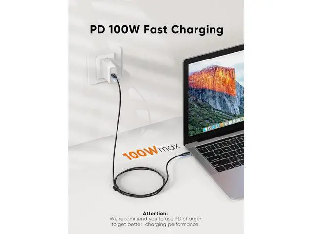 Alt view image 2 of 7 - 6.6FT USB C to USB C Cable 2-Pack PD 100W with LED Display, Durable USB C Cable Braided with Display for iPad Air, Pro, MacBook Pro, Galaxy S23 Pixel Steam Deck PS5 2m Black
