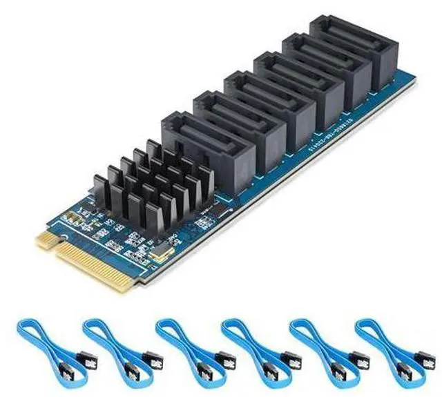 Main image of M.2 (M Key) to 6xSATA Adapter, with 6 SATA Cables, SATA3.0, NO-Riad, for Desktop PC Support SSD and HDD