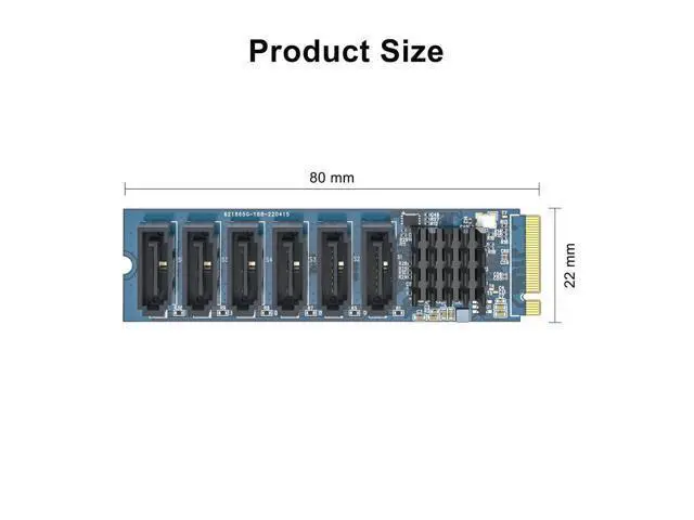 Alt view image 3 of 4 - M.2 (M Key) to 6xSATA Adapter, with 6 SATA Cables, SATA3.0, NO-Riad, for Desktop PC Support SSD and HDD