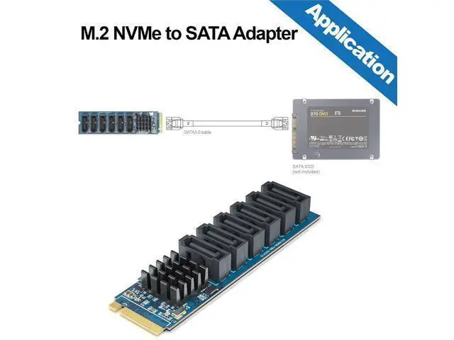 Alt view image 4 of 4 - M.2 (M Key) to 6xSATA Adapter, with 6 SATA Cables, SATA3.0, NO-Riad, for Desktop PC Support SSD and HDD