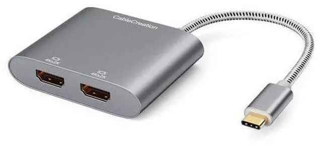 Main image of USB C to Dual HDMI 4K Adapter, USB Type C (Compatible Thunderbolt 3) to 2 HDMI Adapter Compatible with MacBook Pro 2020/2019/2018/2017,XPS 13/Surface Book 2,Chromebook Pixel, Yoga 710