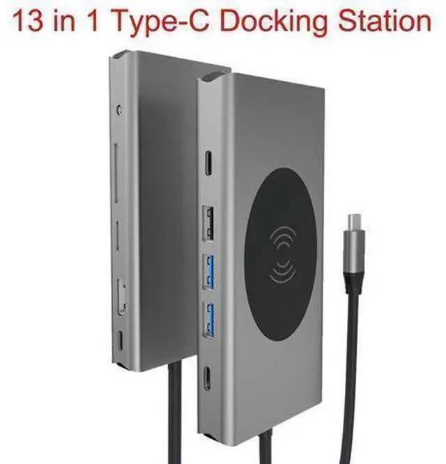 Main image of USB C Hub, 13 IN 1 USB C Hub Multiport Adapter, USB C to 4K HDMI, 100W PD,USB-C Port,RJ45 Ethernet,Wireless Charging, USB3.0, SD/TF Type C hub for MacBook Pro/Air, XPS, and USB C Devices