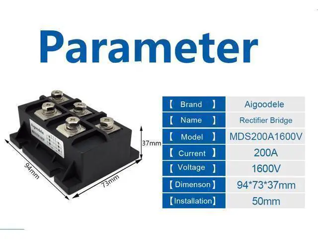 Alt view image 5 of 7 - MDS200-16 200A 1600V Three Phase Bridge Rectifier Module, AC to DC Converter for CNC, Motor Drives, Power Supply with Efficient Heat Dissipation