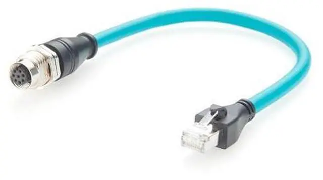 Main image of M12 8Pin A Code Female to RJ45 Male Cable Bulkhead Panel Mount 1Gbps CAT6A Industrial Ethernet Cable IP67 Shielded for Profinet, EtherCAT, PLC, Robotics, GigE Vision Cameras(0.3m)