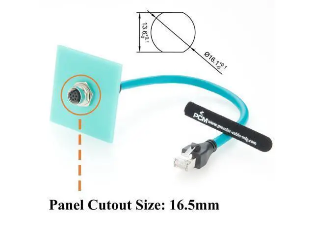 Alt view image 2 of 7 - M12 8Pin A Code Female to RJ45 Male Cable Bulkhead Panel Mount 1Gbps CAT6A Industrial Ethernet Cable IP67 Shielded for Profinet, EtherCAT, PLC, Robotics, GigE Vision Cameras(0.3m)