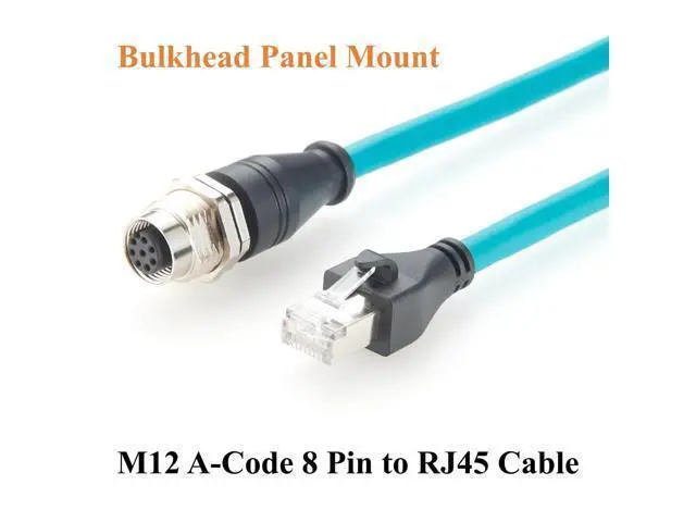 Alt view image 3 of 7 - M12 8Pin A Code Female to RJ45 Male Cable Bulkhead Panel Mount 1Gbps CAT6A Industrial Ethernet Cable IP67 Shielded for Profinet, EtherCAT, PLC, Robotics, GigE Vision Cameras(0.3m)
