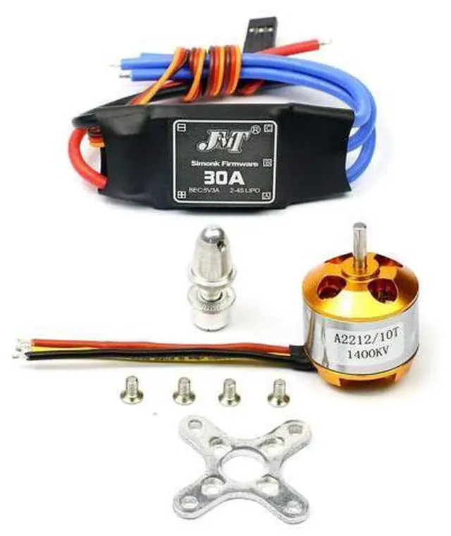 Main image of A2212 1400kv Brushless Outrunner Motor 10t+ 30a Speed Controller ESC,Rc Aircraft Kk Quadcopter UFO (1 Pack)