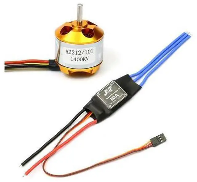 Alt view image 2 of 7 - A2212 1400kv Brushless Outrunner Motor 10t+ 30a Speed Controller ESC,Rc Aircraft Kk Quadcopter UFO (1 Pack)