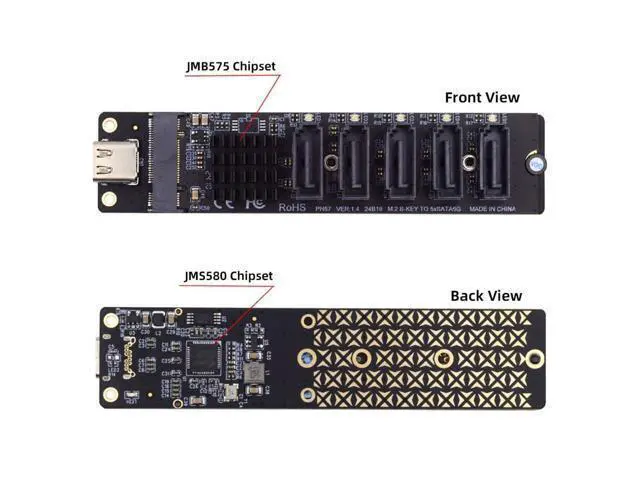Alt view image 5 of 7 - USB 3.1 Gen 2 to 5 SATA 3.0 Port Multiplier Extension Card Adapter for Motherboard SATA Hard Drive Port Extension with JMB575 JMS580 Chipset
