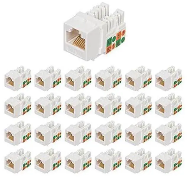 Main image of Buyer's Point Cat6 RJ45 90-Degree Keystone Jack, Punch Down Keystone Jack Adapter White (25 Pack)