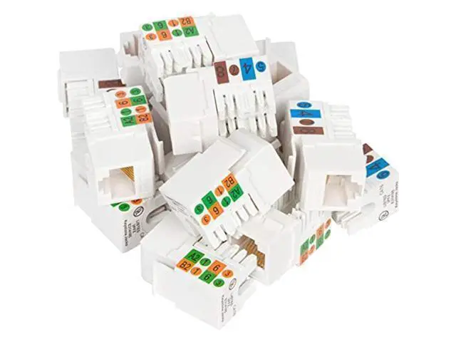 Alt view image 3 of 5 - Buyer's Point Cat6 RJ45 90-Degree Keystone Jack, Punch Down Keystone Jack Adapter White (25 Pack)
