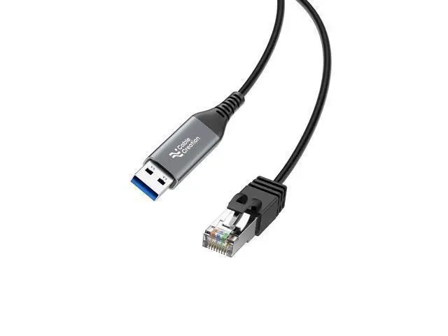 Main image of USB to Ethernet Cable 10FT, USB to RJ45 Internet LAN Network Cable, Gigabit Directly Connected, Compatible with Laptop, Desktop PC, Switch and More