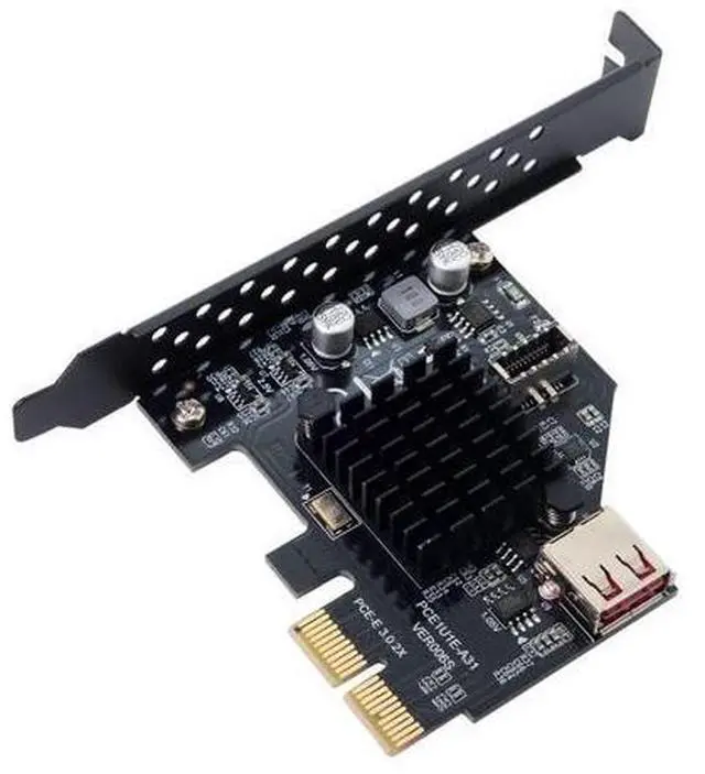 Main image of 2 Port USB 2.0 USB 3.1 Gen 2 Type-E Front Panel Socket to PCI-E 2X PCI Express Expansion Card Adapter