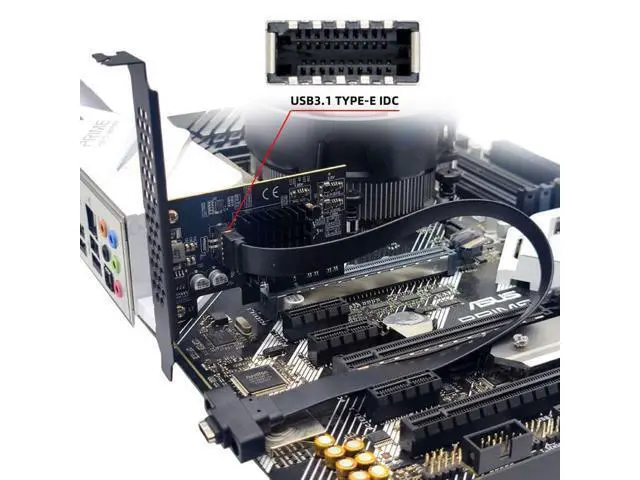 Alt view image 3 of 7 - 2 Port USB 2.0 USB 3.1 Gen 2 Type-E Front Panel Socket to PCI-E 2X PCI Express Expansion Card Adapter