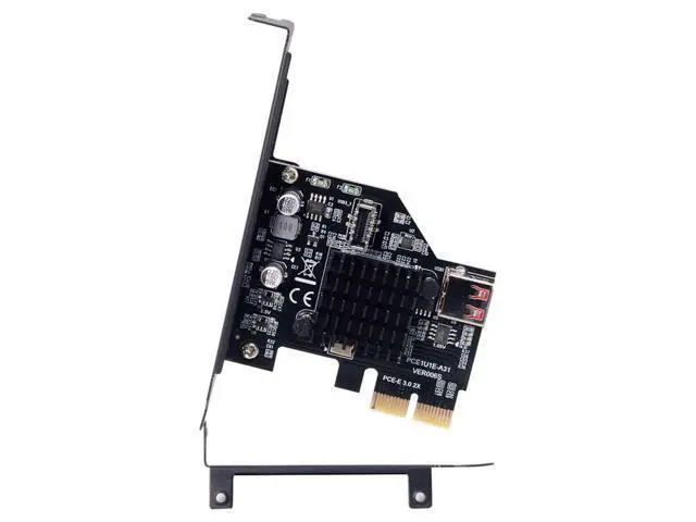Alt view image 7 of 7 - 2 Port USB 2.0 USB 3.1 Gen 2 Type-E Front Panel Socket to PCI-E 2X PCI Express Expansion Card Adapter