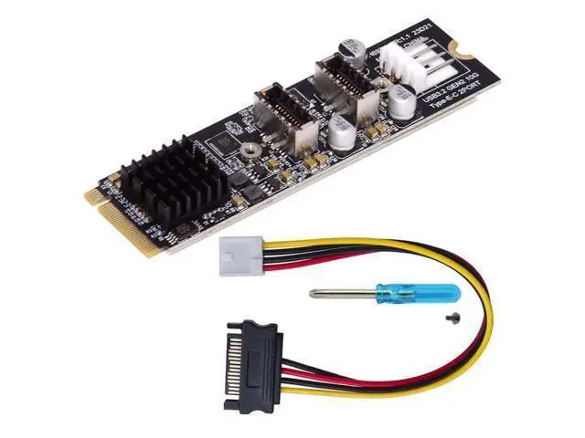 Alt view image 7 of 7 - M.2 NVME NGFF M-Key 1 to 2 USB 3.1 Type-E Front Panel Socket Mainboard Header Extension Adapter
