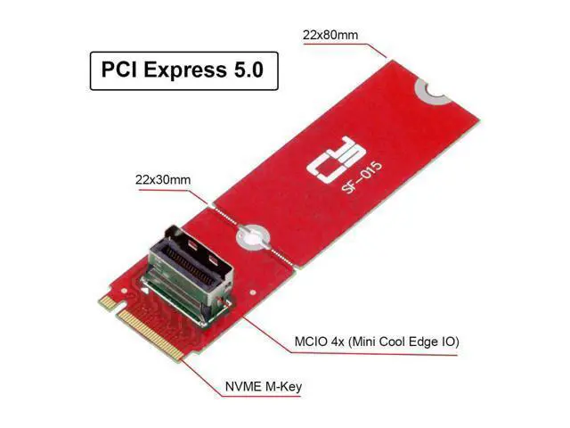 Alt view image 2 of 7 - M.2 NVME NGFF M-Key to PCI-E 5.0 MCIO 4X 38Pin SFF-TA-1016 Convertor Adapter for 2230 2280 PCIe NVME SSD