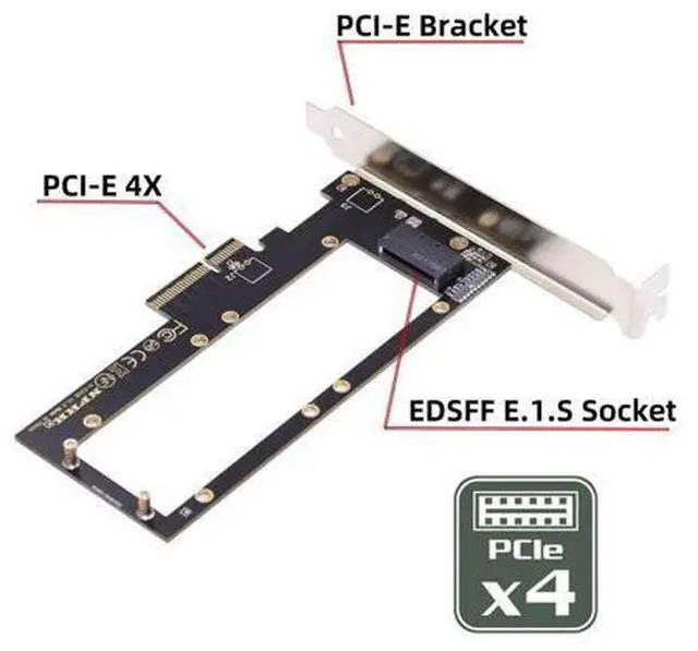 Alt view image 3 of 7 - NVMe Ruler EDSFF SSD to PCI-E 4.0 X4 Host Adapter for 9.5mm 15mm 25mm 1U GEN-Z E1.S SSD with Heat Sink