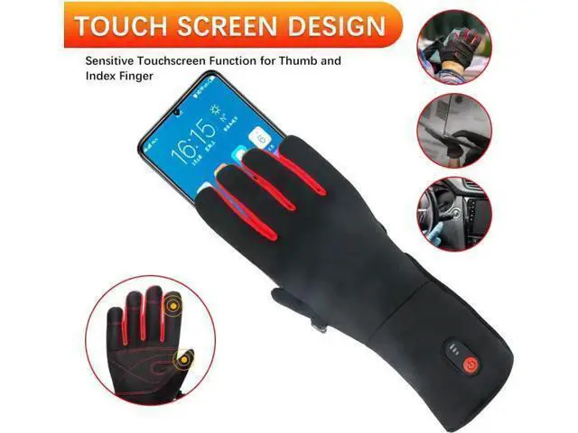 Alt view image 4 of 5 - Heated Gloves for Men Electric Heating Gloves Touchscreen Thermal Hand Warmer