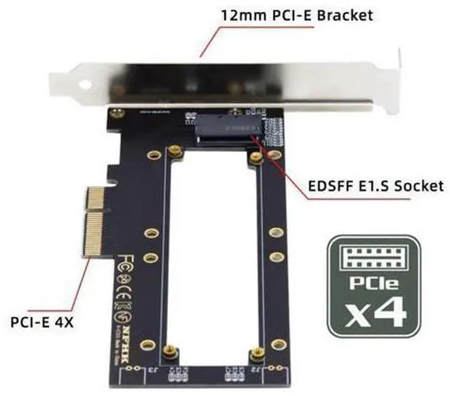 Alt view image 3 of 7 - NVMe Ruler EDSFF SSD to PCI-E 4.0 X4 Host Adapter for 5.9mm 8.0mm 1U GEN-Z E1.S SSD