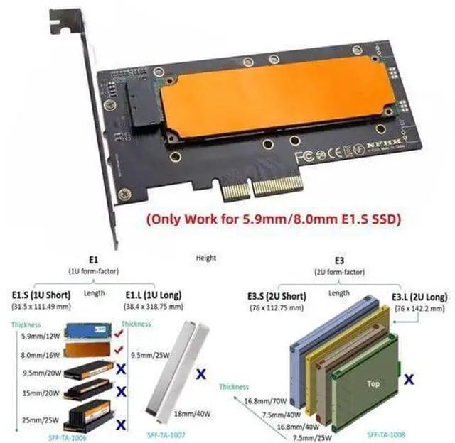 Alt view image 6 of 7 - NVMe Ruler EDSFF SSD to PCI-E 4.0 X4 Host Adapter for 5.9mm 8.0mm 1U GEN-Z E1.S SSD