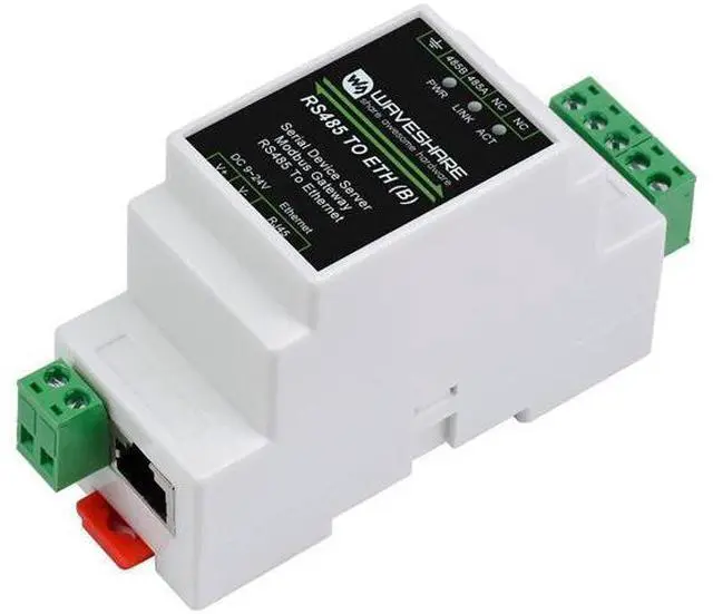 Main image of waveshare Ethernet Industrial Serial Server RS485 to RJ45 Ethernet Module, TCP/IP to Serial, Support Rail-Mount/Modbus Gateway, TCP Server/TCP Client/UDP Mode/UDP Multicast Multi Communication Modes