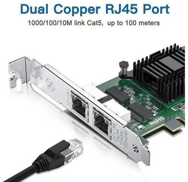 Alt view image 2 of 6 - H!Fiber Gigabit Dual NIC with Intel 82571 Chip, 1Gb Network Card Compare to Intel E1G42ET NIC, 2 RJ45 Ports, PCI Express X1, Ethernet Card with Low Profile for Windows/Windows Server/Linux
