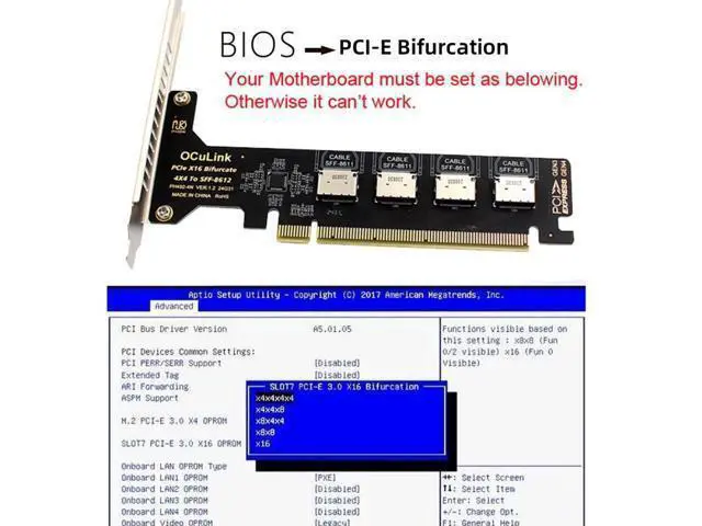 Alt view image 5 of 7 - 4 Port Oculink to PCIe 4.0 X16 Adapter,SFF-8611/8612 to PCI Express Expansion Card Adapter with 8cm/12cm Slot Bracket