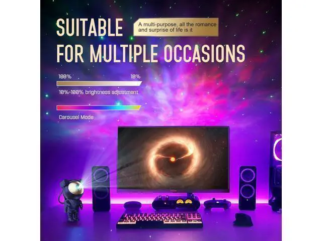 Alt view image 5 of 5 - Night Light Projector, Galaxy Star Astronaut Space Ceiling Projector