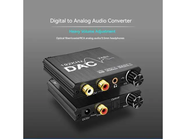 Alt view image 2 of 6 - 192khz Audio Converter Digital to Analog DAC - Bass and Volume Control - Digital SPDIF/Optical/Toslink/Coaxial to Analog Stereo L/R RCA and 3.5mm Jack Converter for PS3 PS4 DVD Home Cinema