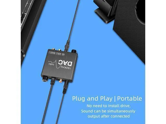 Alt view image 5 of 6 - 192khz Audio Converter Digital to Analog DAC - Bass and Volume Control - Digital SPDIF/Optical/Toslink/Coaxial to Analog Stereo L/R RCA and 3.5mm Jack Converter for PS3 PS4 DVD Home Cinema