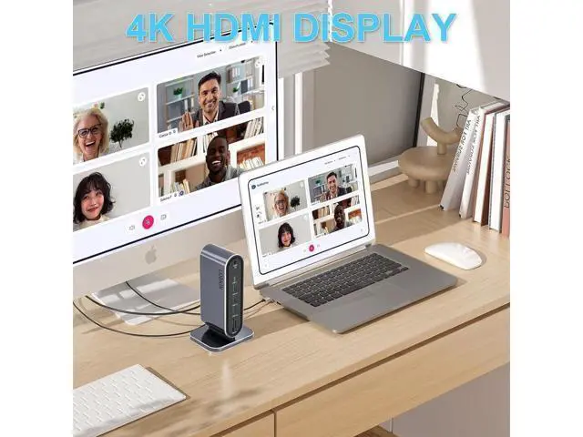 Alt view image 3 of 7 - USB C Docking Station, Vertical 12 in 1 USB C to 4K HDMI Adapter, USB C Hub with HDMI, VGA, 100W PD, 4 USB3.0,RJ45 Ethernet, SD/TF, USB-C Data Multiport Adapter for MacBook Laptop Notebooks