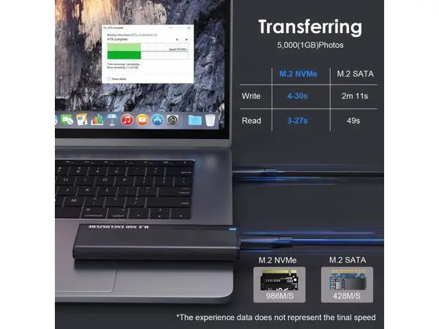 Alt view image 5 of 7 - USB 3.1 to M.2 NVME/SATA SSD Enclosure Reader,USB 3.1 Gen 2 10Gbps Tool Free Enclosure Adapter Support 2242/2260/2280mm with RTL9210B Chipset