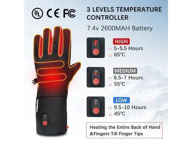 Alt view image 4 of 5 - Heated Gloves for Men Electric Heating Gloves Touchscreen Thermal Hand Warmer