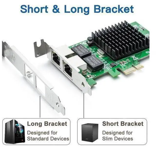 Alt view image 3 of 7 - Gigabit Dual NIC with Intel 82576 Chip, 1Gb Network Card Compare to Intel E1G42ET NIC, 2 RJ45 Ports, PCI Express 2.1 X1, Ethernet Card with Low Profile for Windows/Windows Server/Linux